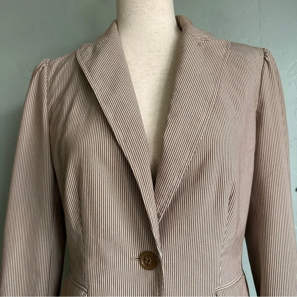 The Limited Y2K Women’s Tan Beige Striped Blazer Jacket Size 4 Business Casual‎